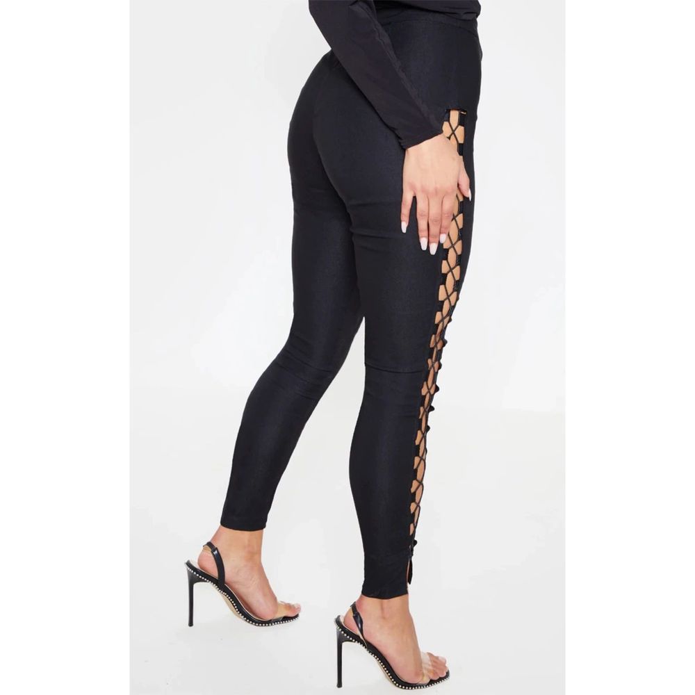 PLT Anetta Black Skinny Lace Up Sides Trousers